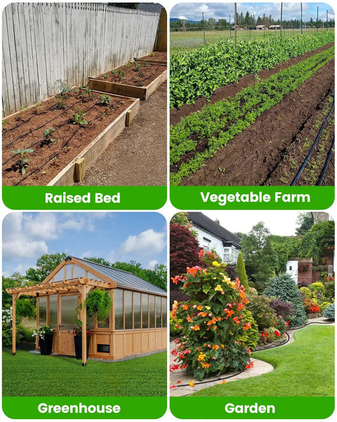 Image of raised bed garden, vegetable farm, greenhouse, and decorative garden for 60 Pack Quick Connect 1/4 Inch End Cap Fittings For Drip Irrigation Systems Sealing And Leak Proof End Caps For Garden Farm And Greenhouse Plug And Play Replacement Parts
