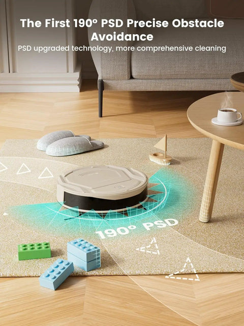 Pet Hair Slaying Slim Robotic Vacuum With Strong Suction Up To 4000Pa navigating around obstacles on a low-pile carpet