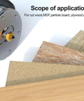 Pro Grade Rabbet Router Bit Set With 1/4 Inch Shank used on wood, MDF, particle board, and plywood for precise joinery cuts