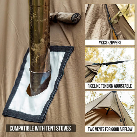 Hot Tent With Stove Jack For Four Season Hammock Camping Gear 3000mm Waterproof Shelter with stove jack and ventilation features