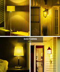Yellow Outdoor Bug Light Bulbs A19 9W Amber 2000K Not Dimmable E26 Base 60W Equivalent in various home settings