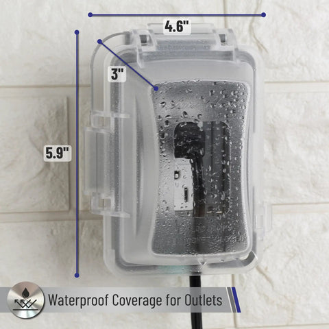 Insane Weatherproof Electrical Outlet Covers 3 Pack 1 Gang Outdoor Plugs Sun Stabilized Polycarbonate with water droplets, 4.6x5.9x3 inch