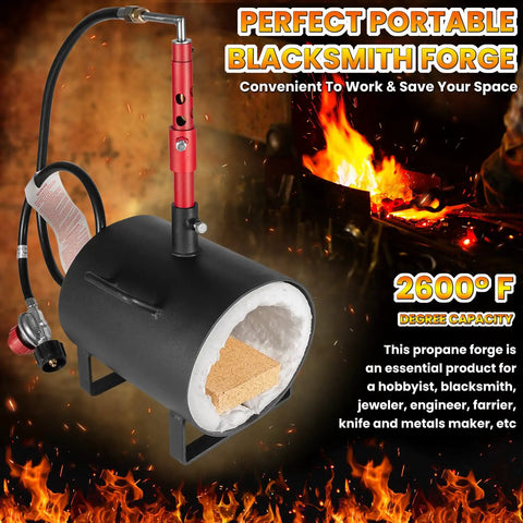 Portable Propane Forge With Single Burner For Blacksmithing Knife Making Farrier Tools And Metalworking Large Capacity