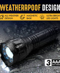 Go-To Five Lighting Modes Tactical LED Flashlight With Laser Pointer, UV Blacklight, Green Light, Magnetic Bottom, wet on surface