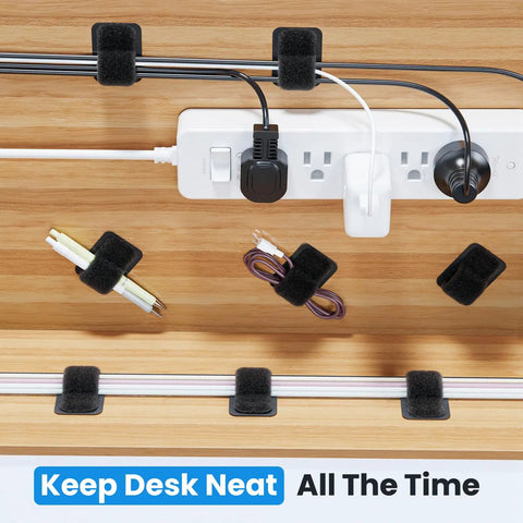 Under Desk Cable Management Kit With 20 Pairs Of 120x40mm Hook And Loop Ties Adjustable Organizer And Cable Hider Clips