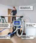 Zero Sweat Heavy Duty Airless Paint Sprayer With Adjustable Pressure Control Spray Unthinned Stains in use on a work table.