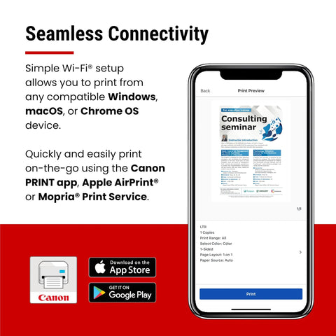 Image of a smartphone screen showing seamless connectivity with the Color Wireless All In One Workhorse Duplex Laser Printer.