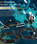 Go-To Hydraulic Outboard Steering Kit For Single Station Boats With 150HP Pump And 26ft High-Strength Nylon Hose displayed