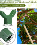 16 Piece Tree Support Kit for Fruit Trees and Vines, Plastic Branch Braces to Prevent Breakage, Fits Standard 1.57 By 1.57 Inch Lumber, Green