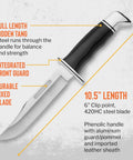 119 Special Hunting Knife 6 Inch Fixed Blade Full Tang 420HC Clip Point Phenolic Handle Sheath Included Made in USA