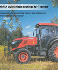 Cat 1 Quick Hitch Bushing Set For 3-Point Tractor Implements displayed next to a tractor in a field