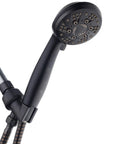 High Pressure Handheld Shower Head With 6 Settings Extra Long 6 Foot Hose And Bracket Anti Clog Nozzles Oil Rubbed Bronze Finish USA Standard Certified Easy Install Durable Performance For Everyday Spa Like Refresh