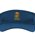 One Size Navy Sun Visor For Camping, RV And Outdoor Adventures with breathable mesh and outdoor print on front