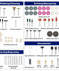Front view of WORKPRO 530-piece rotary tool accessory kit with grinding, polishing, carving bits