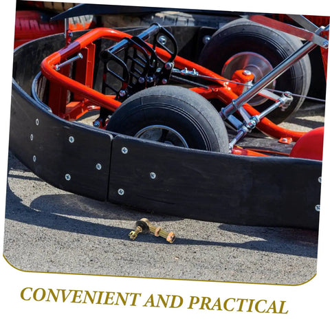 Off Road Ball Joint Kit For ATVs And Go Karts on asphalt near a parked go-kart with black guard and red frame, showcasing heavy duty parts.