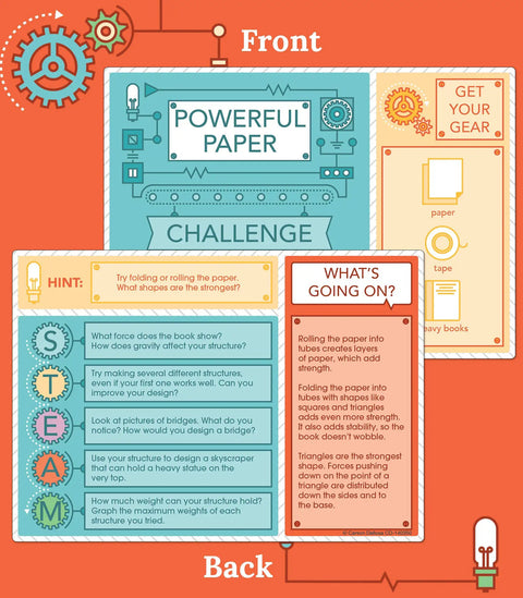 Hands-On STEM Challenges Learning Cards For Grades 2 To 5 Science Kits With Fun Facts And Real-World Projects Across Physical Life Earth And Space Science For Curious Kids, boxed cards for paper strength challenge
