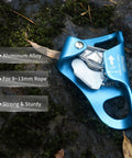 Lightweight Rock Climbing Chest Ascender for Vertical Rope Climbing, CE Certified Rope Clamp Fits 8 to 13 mm Ropes on mossy surface