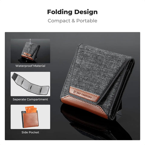 67mm UV CPL ND Lens Filter Kit pouch featuring folding design, waterproof material, separate compartment, and side pocket.