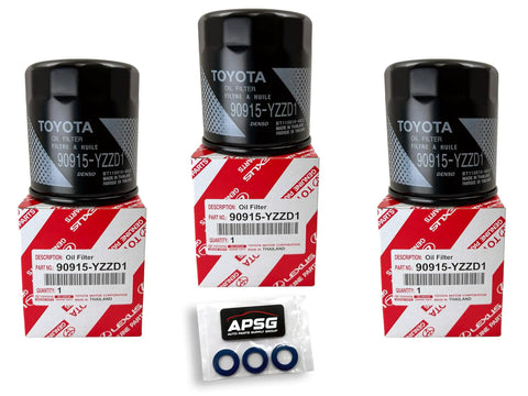 Oil Filter Kit 90915-YZZD1 With 90430-12031 Drain Plug Gasket 3 Pack For Toyota Vehicles including three filters and gaskets
