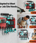 Heavy Duty 3 Layer Power Tool Organizer Wall Mount With Charging Station And 6 Outlet Power Strip Adjustable Metal Storage Rack