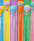 Pastel Grad Party Decorations Kit With 6 Printed Hot Air Balloon Paper Lanterns And 2 Tinsel Foil Fringe Curtains display