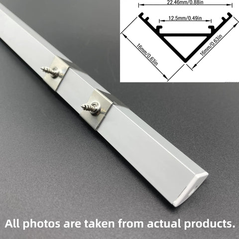 V Shape LED Aluminum Channel Kit 10 Pack 3.3ft Each With Milky Diffuser Cover, end cap and mounting clip in silver finish