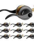 Wave Style Passage Door Levers With Keyless Non Locking Interior Handles for hall and closet doors black finish 6 pack