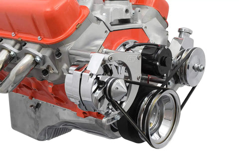 Beefy Big Block Chevy BBC Alternator And Power Steering Pump Bracket Kit For Electric Water Pump With Included Alternator USA Made