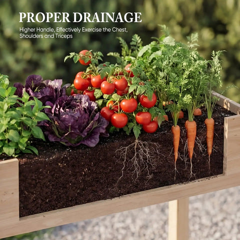 Raised Garden Bed With Legs 34x18x30 Inch Planter Box Outdoor With Liner For Herbs, Flowers, Veggies Elevated Wooden Garden Bed