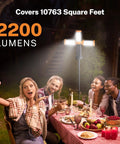 Rechargeable 10000mAh Camping Light With Stand Three Head LED Work Lamp illuminating outdoor dinner scene