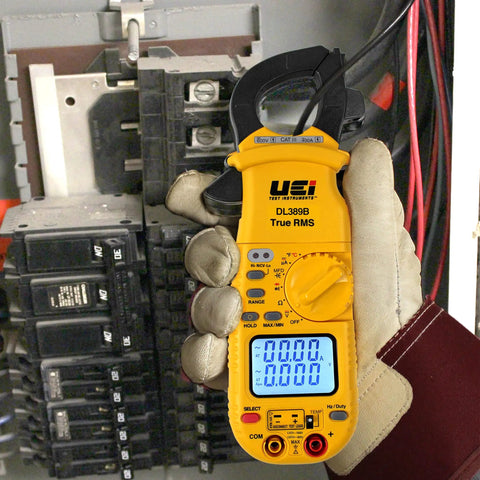 True RMS Dual Display Clamp Meter With Auto Ranging, Low Battery Indicator, Temperature Calibration In Fahrenheit Or Celsius Readouts, Auto Power Off, Durable Yellow Design, 3 Year Warranty used in electrical panel