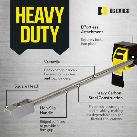 40.5 Inch Winch Bar For Flatbed Trailers And Trucks With Extra Long Non Slip Handle, Bolt On Or Weld Style Deep Storage Winch