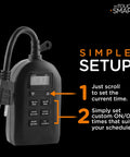 Weatherproof Digital Plug In Timer With Dual Outlets Indoor Outdoor Ready Custom On Off Presets 24 Hour Countdown display
