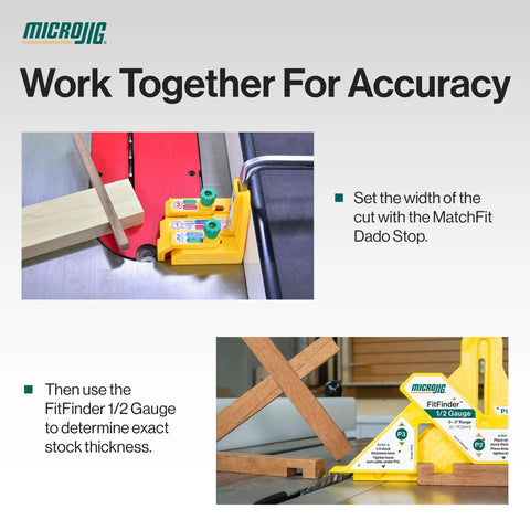 Dead On Woodworking Center Layout Tool And Precision Dado Gauge To Nail Flawless Half Thickness Alignment On Table Saws Seamlessly Build Tight Joints And Inlays Today with MatchFit Dado Stop and FitFinder gauge.
