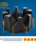Front Wheel Riser Block For Bike Trainers With No Slip Design, 4 Tier Extender Stand shown with 4 levels of height