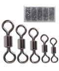 210 Piece Rolling Bearing Snap Connector Swivels Set For Saltwater And Freshwater Fishing, 5 Sizes, in durable box