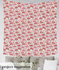 Red Fire Truck Theme Fabric For Kids Sewing Decor With Fire Hydrant And Extinguisher Prints By The Yard Waterproof Polyester On Display