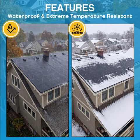 Top Shelf Epdm Rubber Roofing And Waterproofing Membrane Featuring 27.5 Mil Thickness in rain and snow on a flat roof.