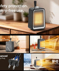 Compact Ceramic Space Heater For Office And Bedroom, 2 Speed Portable Desk Heater With Overheat And Tip Over Protection