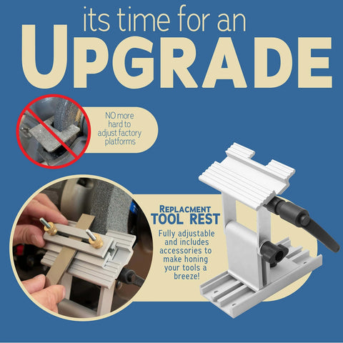 Adjustable Tool Rest Sharpening Jig For 6 Inch Or 8 Inch Bench Grinders And Sanders with pivoting miter slide in use