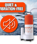 Quiet vibration-free Seaflo pump with boat graphic, 12V 4 GPM Submersible Water Transfer Pump for Intermittent Duty in Stainless Steel