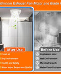 Comparison of bathroom exhaust fan impact, before and after use, showing improved air quality and reduced moisture.