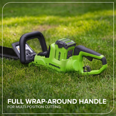 40V 26 Inch Brushless Hedge Trimmer Tool Only with wrap-around handle on grass