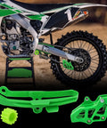 Beefed-Up Chain Guide Slider With Swingarm Roller Replacement for KX250F 2009-2020 And KX450F 2009-2018 Dirt Bikes, green plastic