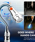 Extendable Magnetic Flashlight With Telescoping Magnet Pickup Tool showing 360-degree flexible neck, perfect for hard-to-reach areas