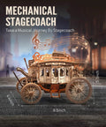 Stagecoach 3D Wooden Puzzle Kit For Adults Wind Up Music Box DIY Model Western Vehicle Craft Project Dope Gift For Ages 14 And Up Hands On Home Display, 8.5x5.7x4.4 inch