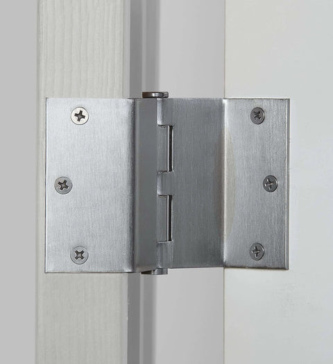 Swing Clear Hinge Satin Chrome 3-1/2 Inch Concealed Screws Ribbed Design Includes Rigid Non-Swivel Staple Hot Rolled Steel Construction