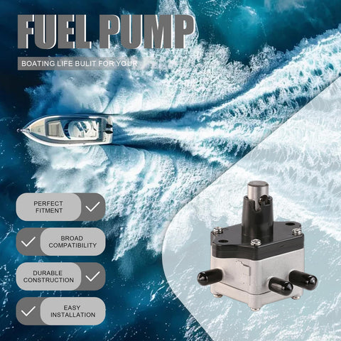 Direct Fit Honda Outboard Fuel Pump Replacement For 25HP To 90HP 4 Stroke Engines shown with a speeding boat on water.
