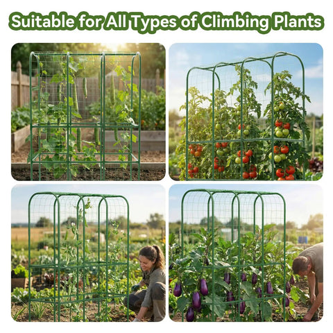 62 Inch Tall Cucumber Trellis For Raised Beds, Outdoor Garden Vine Support with U Shape Metal Arch for climbing plants in garden