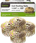 Straight Shooting 1 3/4 Inch 15 Degree Roofing Nails Wire Weld Collated Shingle Fasteners Smooth Shank Full Round Head 720 Pack in a box.